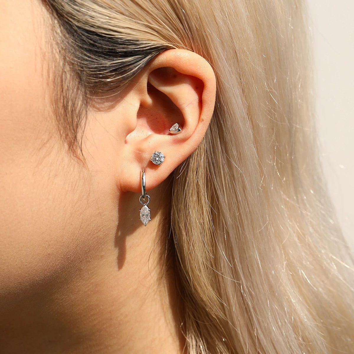 Kinselle Triangle-Cut Moissanite Stud Earrings — 925 Sterling Silver