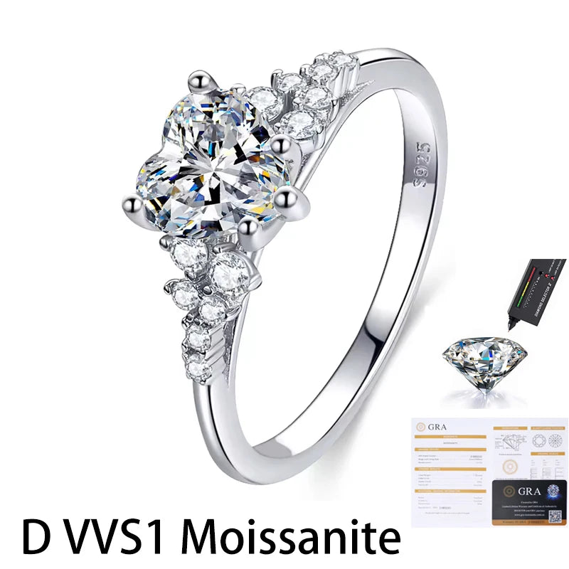 Kinselle Heart-Cut Moissanite Eternity Ring — D Color, VVS1, 925 Sterling Silver