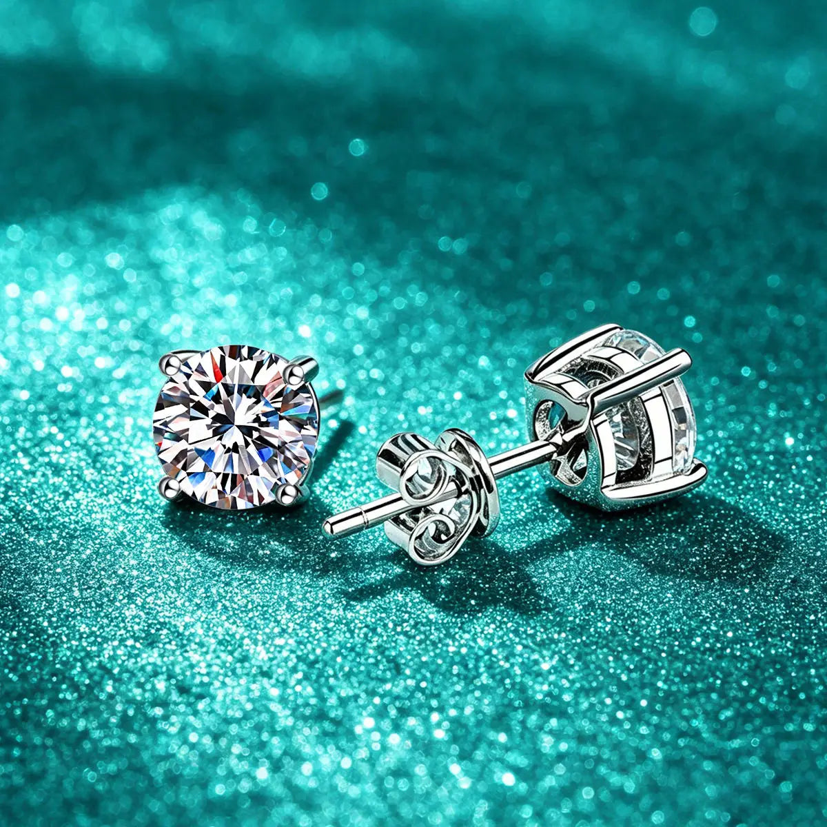 Kinselle 0.5CT Round Moissanite Stud Earrings — D Color, VVS1, 925 Sterling Silver