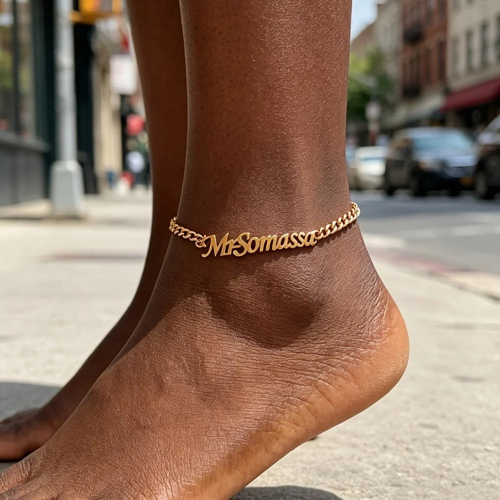 Kinselle Personalized Cuban Chain Name Anklet