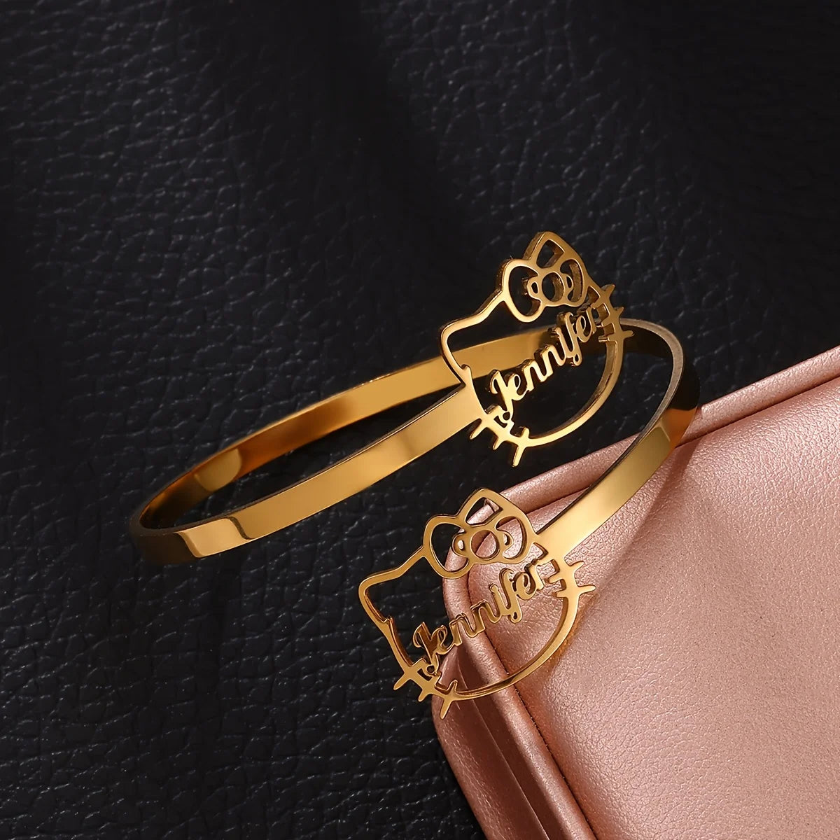 Kinselle Personalized Cat Name Cuff Bracelet
