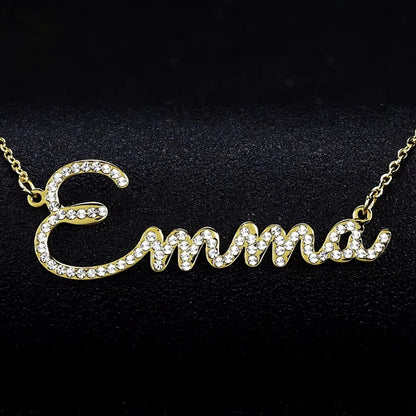 Kinselle Personalized Crystal Name Necklace – Gold-Plated or Silver-Plated