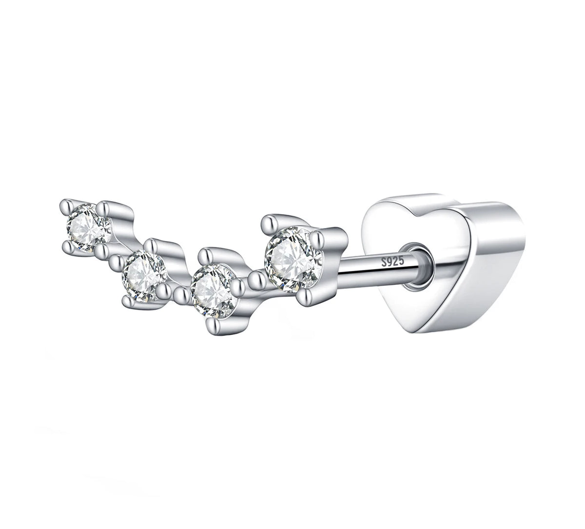 Kinselle Heart Moissanite Stud Earrings — VVS1, 925 Sterling Silver