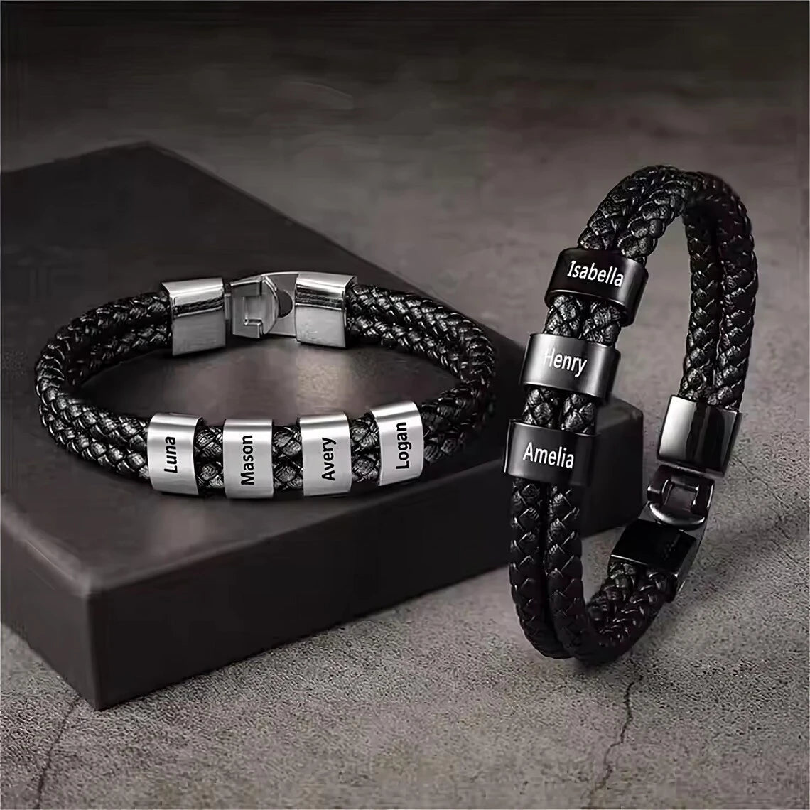 Kinselle Personalized Engraved Leather Bracelet