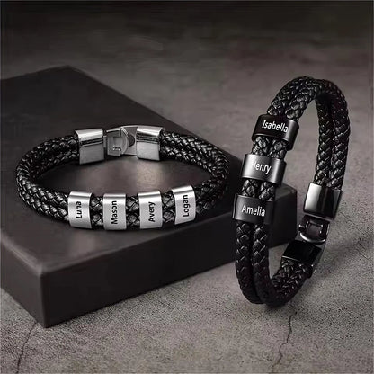 Kinselle Personalized Engraved Leather Bracelet