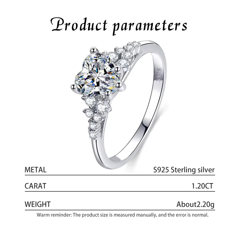 Kinselle Heart-Cut Moissanite Eternity Ring — D Color, VVS1, 925 Sterling Silver