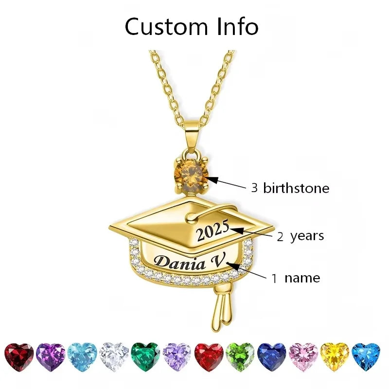 Kinselle Personalized Graduation Birthstone Necklace