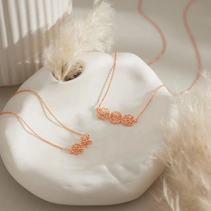 Kinselle Personalized Birth Flower Bouquet Necklace – Gold-Plated or Silver-Plated