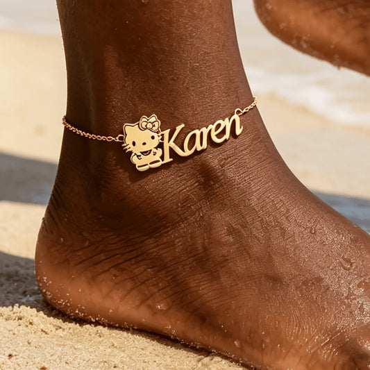 Kinselle Personalized Kitty Name Anklet