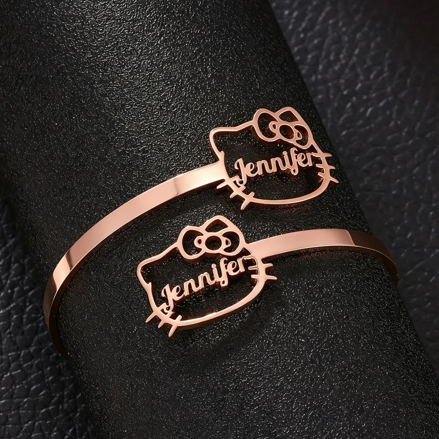 Kinselle Personalized Cat Name Cuff Bracelet