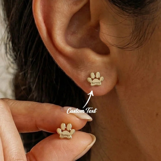 Kinselle Personalized Paw Print Stud Earrings