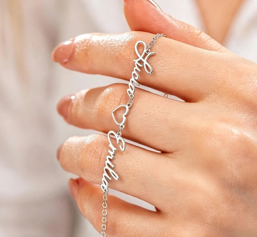 Kinselle Personalized Double Name Heart Bracelet