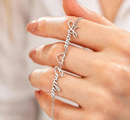 Kinselle Personalized Double Name Heart Bracelet