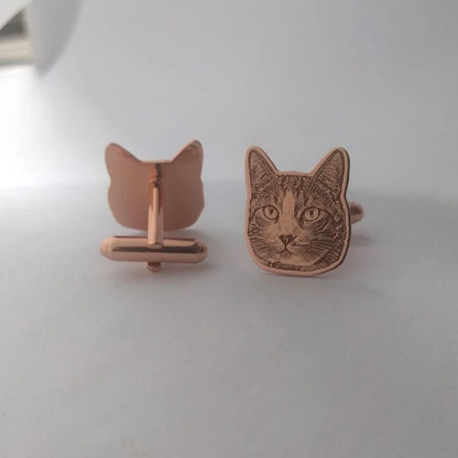Kinselle Personalized Pet Portrait Cufflinks – Gold-Plated or Silver-Plated