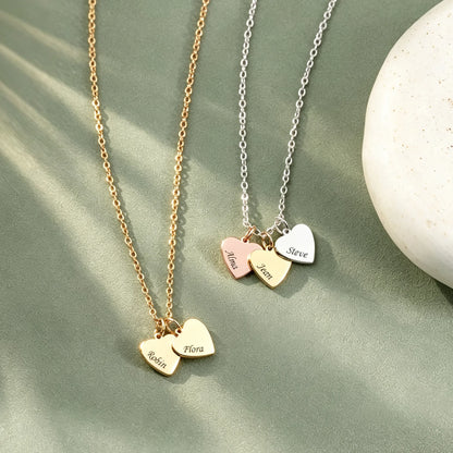 Kinselle Personalized Engraved Heart Name Necklace – Gold-Plated or Silver-Plated