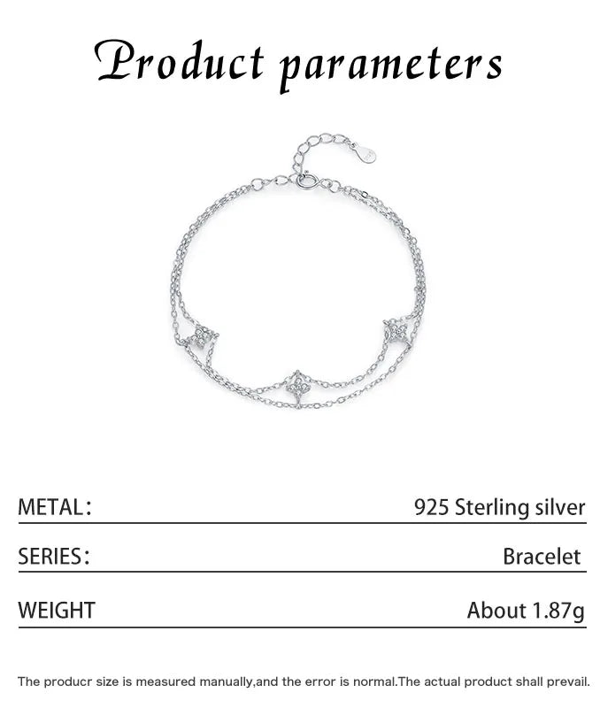 Kinselle Double-Layer Star Zircon Bracelet — 925 Sterling Silver
