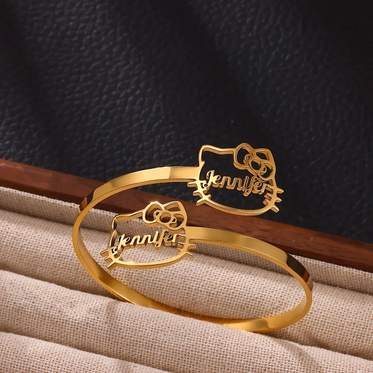 Kinselle Personalized Cat Name Cuff Bracelet
