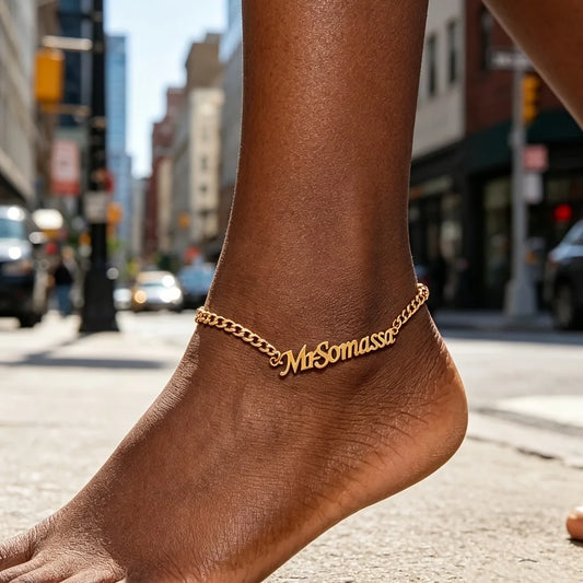 Kinselle Personalized Cuban Chain Name Anklet