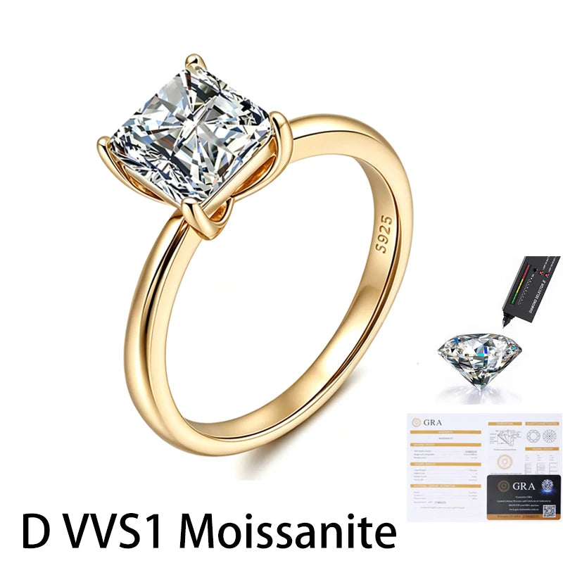 Kinselle 1.5CT Princess-Cut Moissanite Ring — D Color, VVS1, 925 Sterling Silver