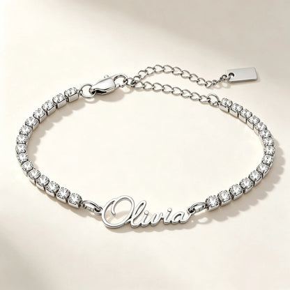 Kinselle Personalized Crystal Name Bracelet – Gold-Plated or Silver-Plated