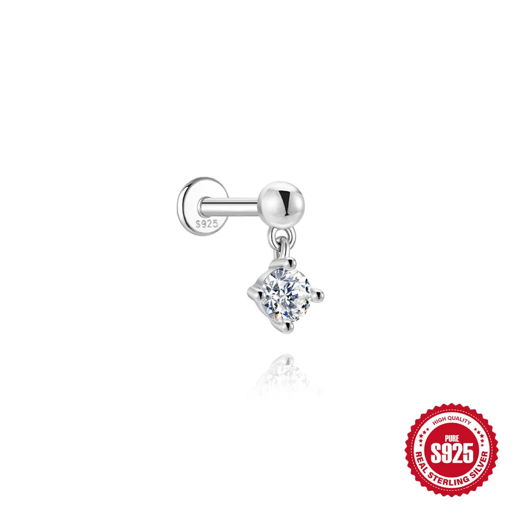 Kinselle Zircon Chain Flat-Back Stud Earrings — 925 Sterling Silver