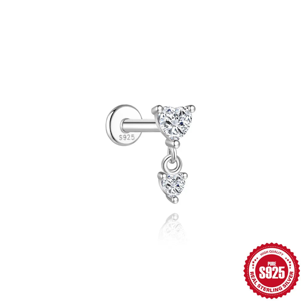 Kinselle Zircon Chain Flat-Back Stud Earrings — 925 Sterling Silver