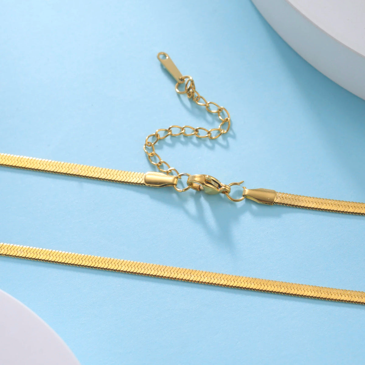 Gold & Silver Plated Stainless Steel Herringbone Chain Necklace