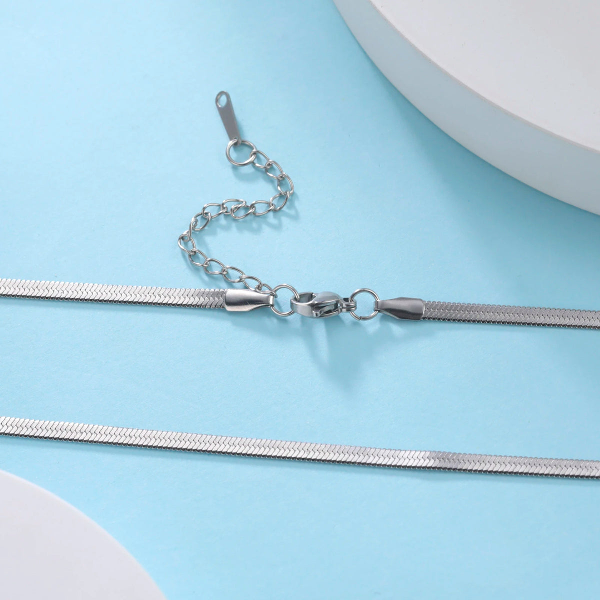 Gold & Silver Plated Stainless Steel Herringbone Chain Necklace