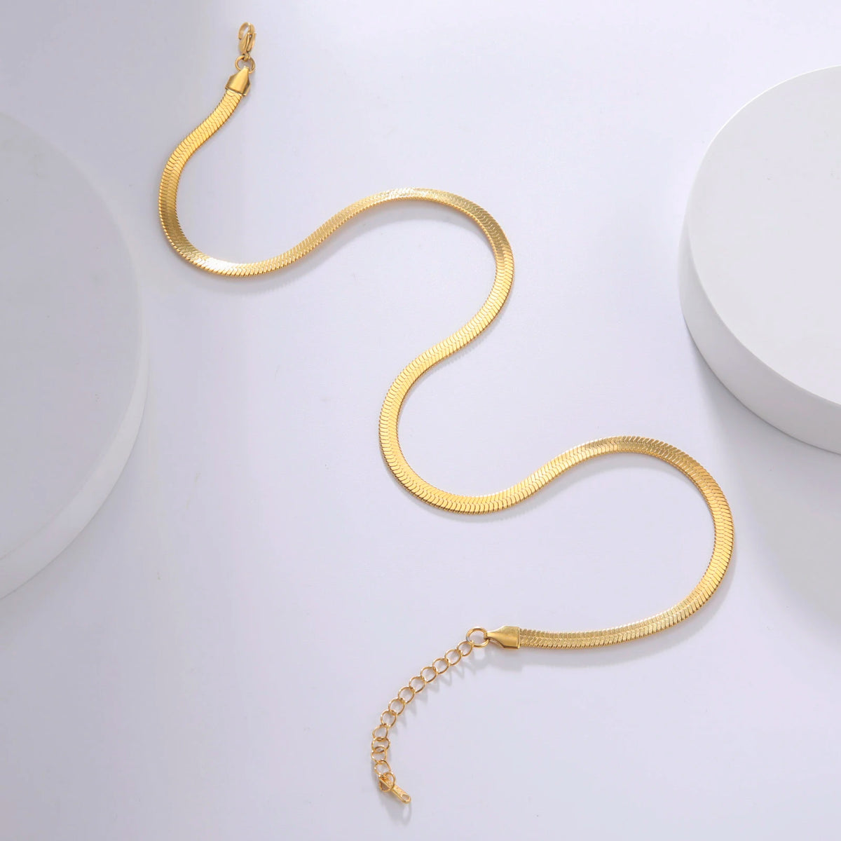 Gold & Silver Plated Stainless Steel Herringbone Chain Necklace